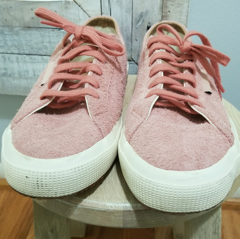 Superga Dusty Pink Suede Leather Lace Up Sneakers - Picture 4 of 12